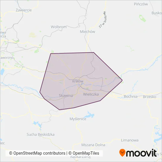 ZTP Kraków (Bus) coverage area map