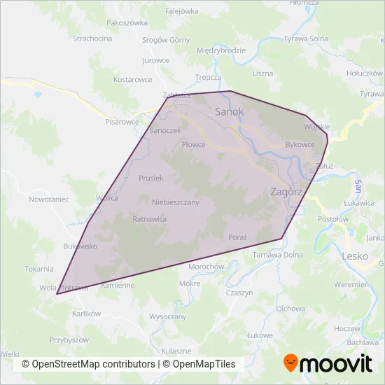 MKS Sanok coverage area map