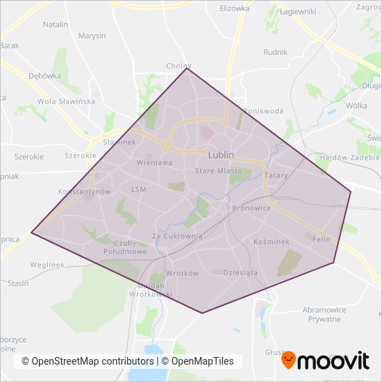 ZTM Lublin coverage area map