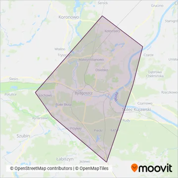 ZDMiKP Bydgoszcz (Bus) coverage area map