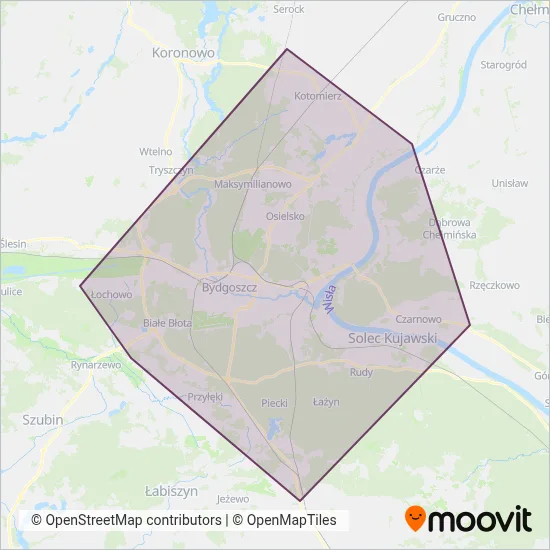 ZDMiKP Bydgoszcz (Bus) coverage area map