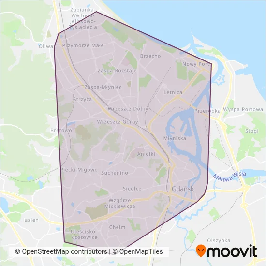 ZTM Gdańsk (Tram) coverage area map