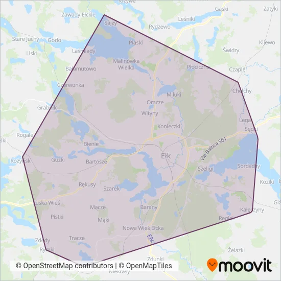 MZK Ełk coverage area map