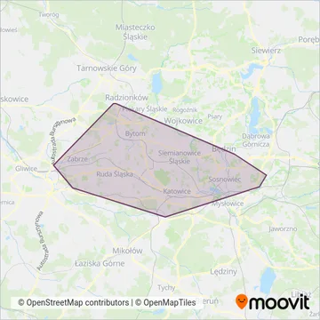 Схема покрытия компании ZTM - Zarząd Transportu Metropolitalnego (Трамвай)