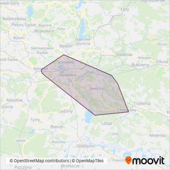 PKM Jaworzno coverage area map