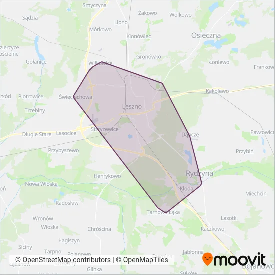 MZK Leszno coverage area map