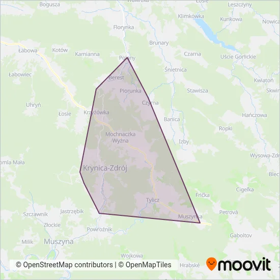 MPGK Krynica coverage area map