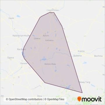 Koleje Śląskie coverage area map