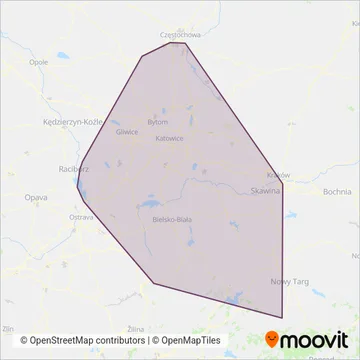 Схема покрытия компании Koleje Śląskie (Поезд)