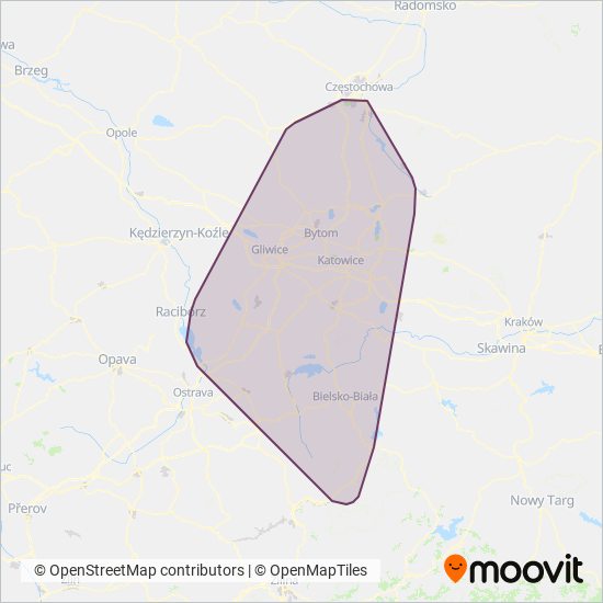 Схема покрытия компании Koleje Śląskie