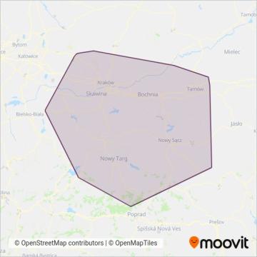 Koleje Małopolskie coverage area map