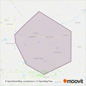 Схема покрытия компании Koleje Małopolskie (Автобус)