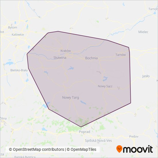 Obszar działań Koleje Małopolskie