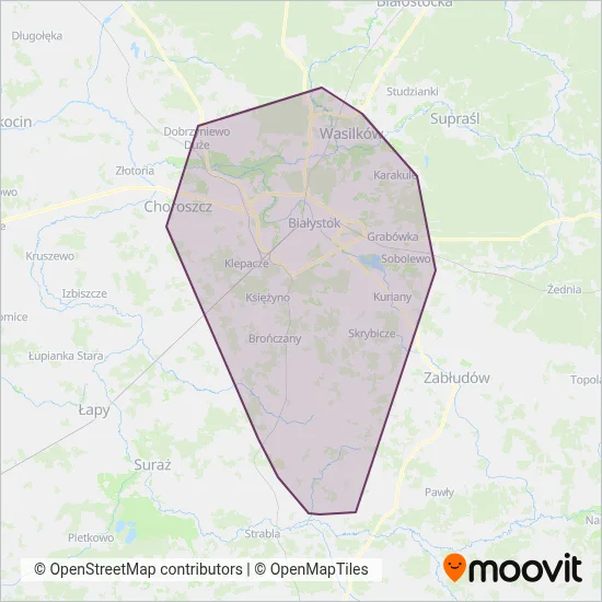 BKM Białystok coverage area map