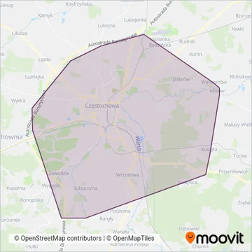 Схема покрытия компании MPK Częstochowa (Автобус)