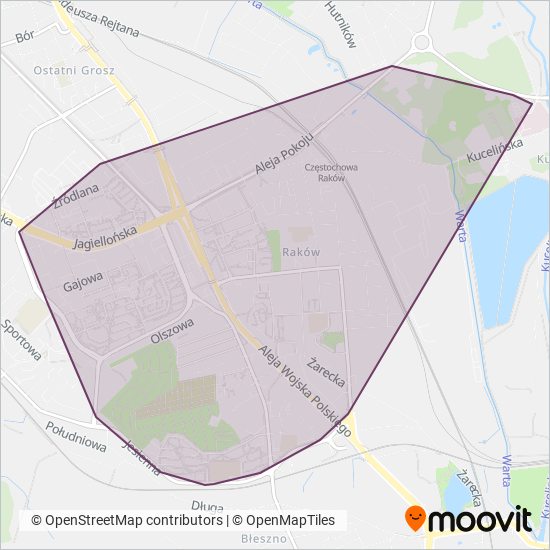 MPK Częstochowa coverage area map