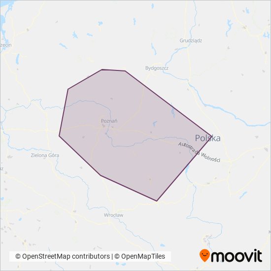 Koleje Wielkopolskie coverage area map