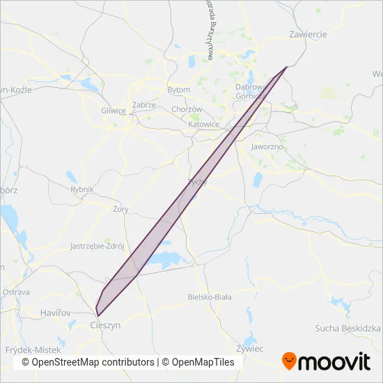 Koleje Śląskie (Bus) coverage area map