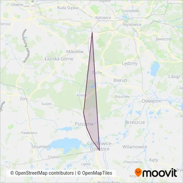 Схема покрытия компании Koleje Śląskie (Автобус)