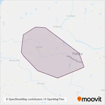 Koleje Wielkopolskie Sp. z o.o. coverage area map