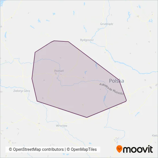 Koleje Wielkopolskie Sp. z o.o. coverage area map