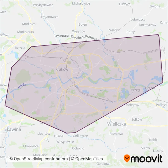ZTP Kraków (Mobilis) coverage area map