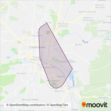 MPK Częstochowa (Tram) coverage area map