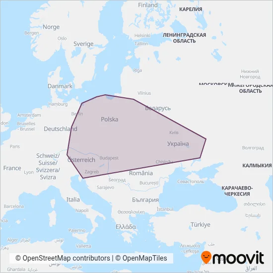 PKP Intercity (Rail) coverage area map