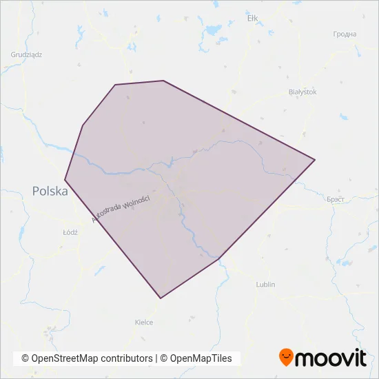 Koleje Mazowieckie (Rail) coverage area map