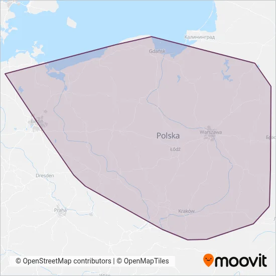 PolRegio (Rail) coverage area map