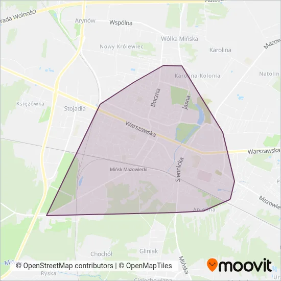 Zarząd Dróg i Transportu Miejskiego w Mińsku Mazowieckim sp. z o.o. coverage area map