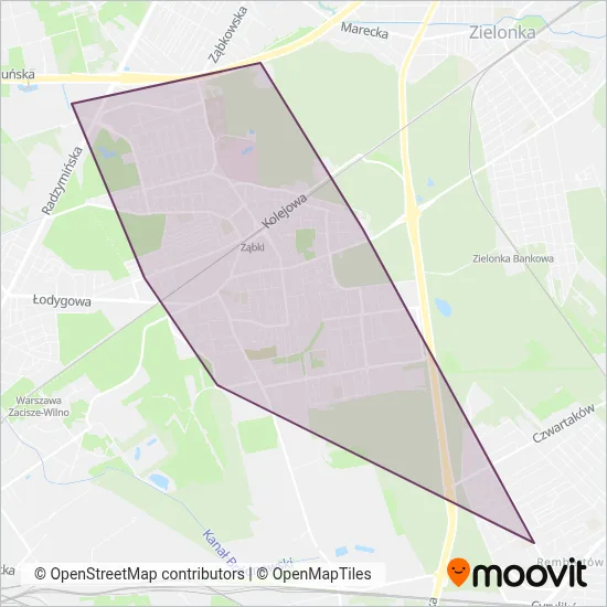 Miasto Ząbki coverage area map