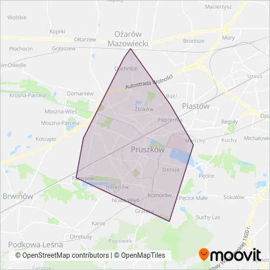 Gmina Pruszków coverage area map