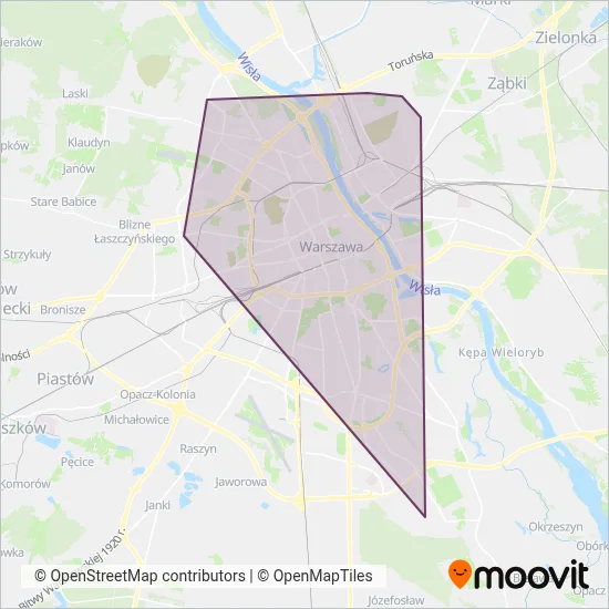 Warszawski Transport Publiczny (Subway) coverage area map