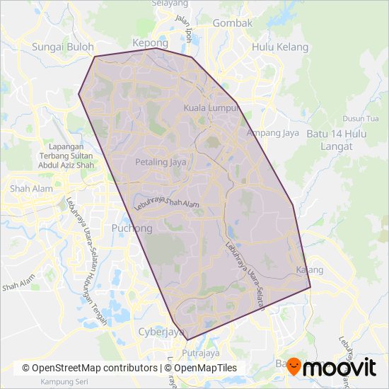 rapidKL MRT coverage area map