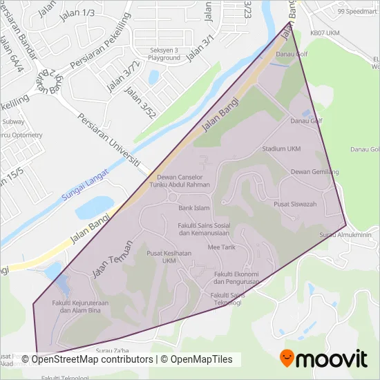Universiti Kebangsaan Malaysia Bus coverage area map
