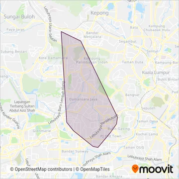 PJ City Bus (Operated by RapidKL) coverage area map