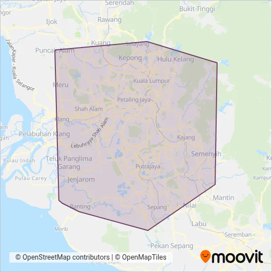 RapidKL Bus coverage area map