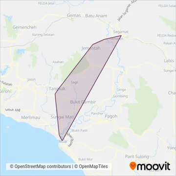 North West Johore Bus coverage area map