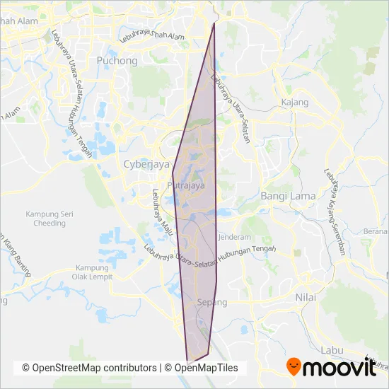 KLIA Express coverage area map