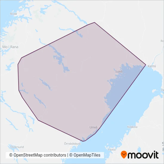 Länstrafiken Västerbotten (Buss) täckningsområdeskarta
