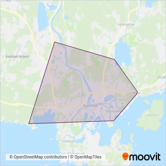 Värmlandstrafik stadstrafik coverage area map