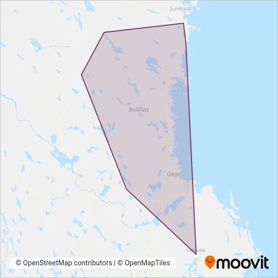 X-trafik (Bus) coverage area map
