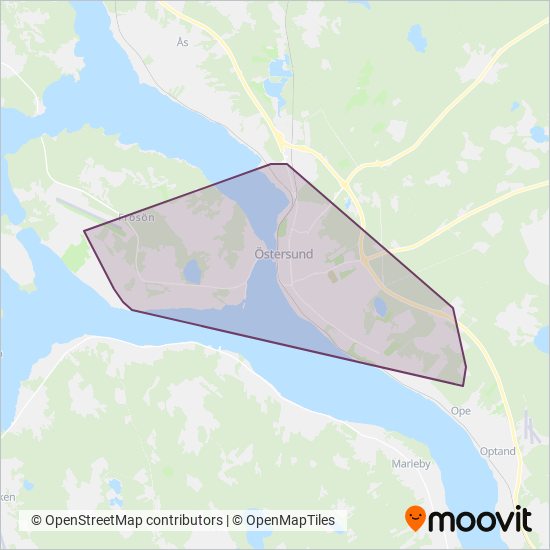 Stadsbussarna Östersund coverage area map