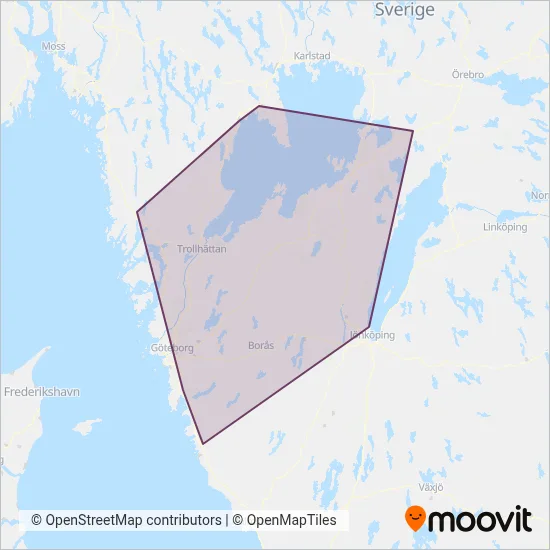 Västtrafik (Järnväg) täckningsområdeskarta