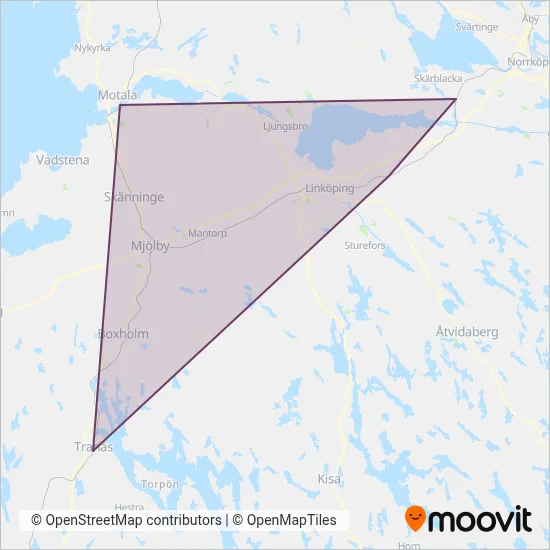 Östgötatrafiken (Rail) coverage area map