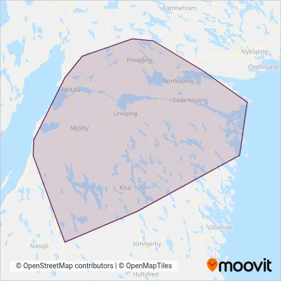ÖstgötaTrafiken (Buss) täckningsområdeskarta