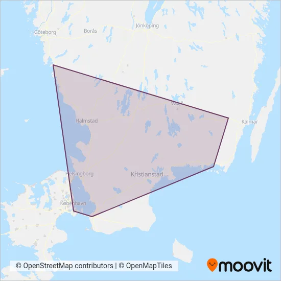 Öresundståg (Rail) coverage area map