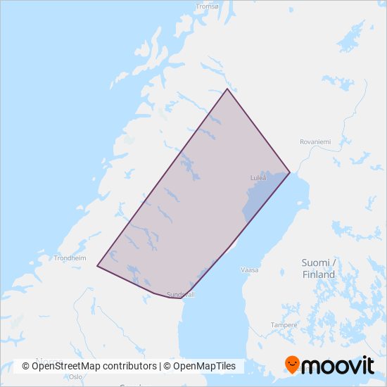 Norrtåg coverage area map