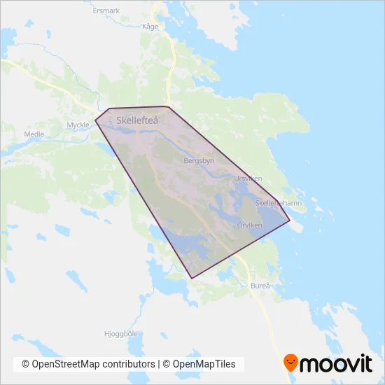 Skelleftebuss täckningsområdeskarta